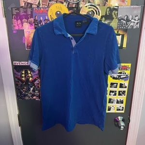Blue Armani Exchange Polo Tee, Size Large.
